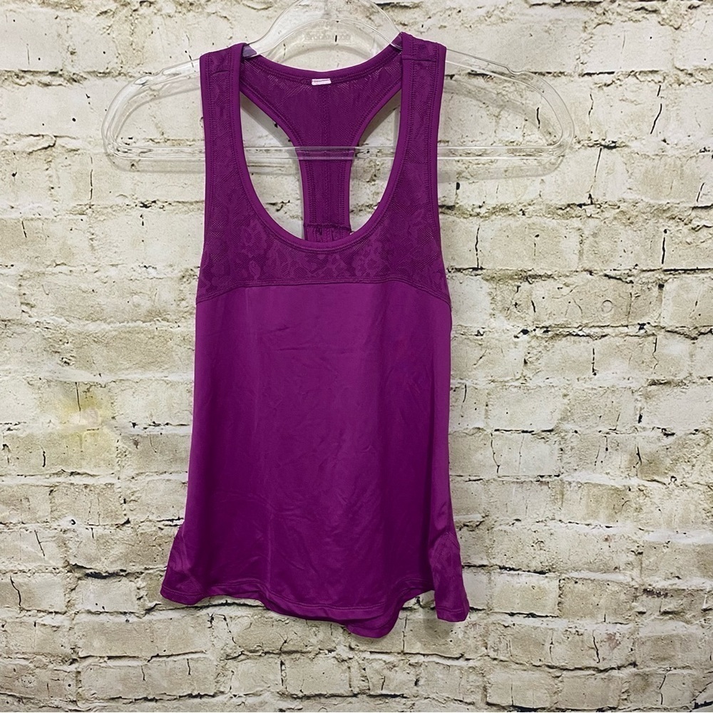American Eagle Athletic Purple Lace Trim Tank Top